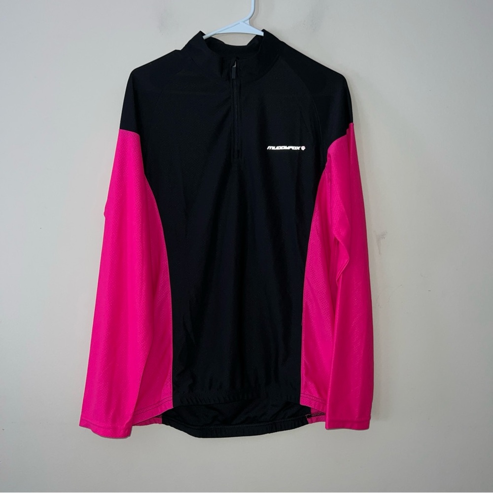 Muddyfox Quarter Zip Black Pink Long Sleeves Cycling Jacket Women’s UK 16 US 14